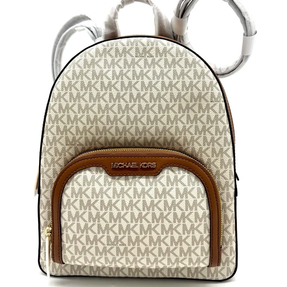 Michael Kors Jaycee Medium Signature Logo Backpack - Vanilla